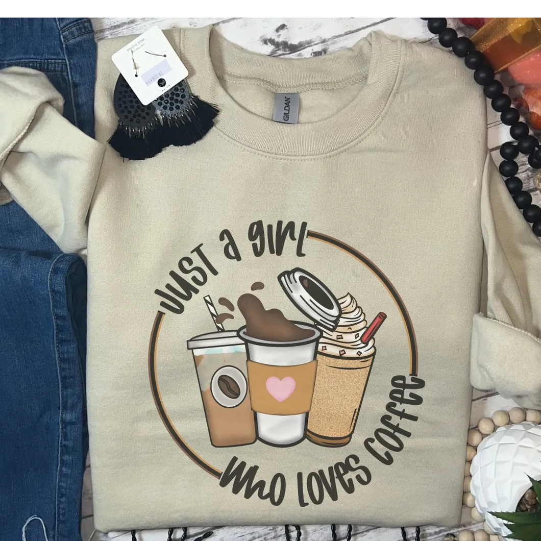 JUST A GIRL WHO LOVES COFFEE SWEATSHIRT