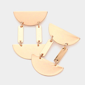 Gold Metal Geometric Drop Earrings