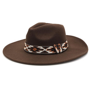 Brown Tribal Band Fedora Hat