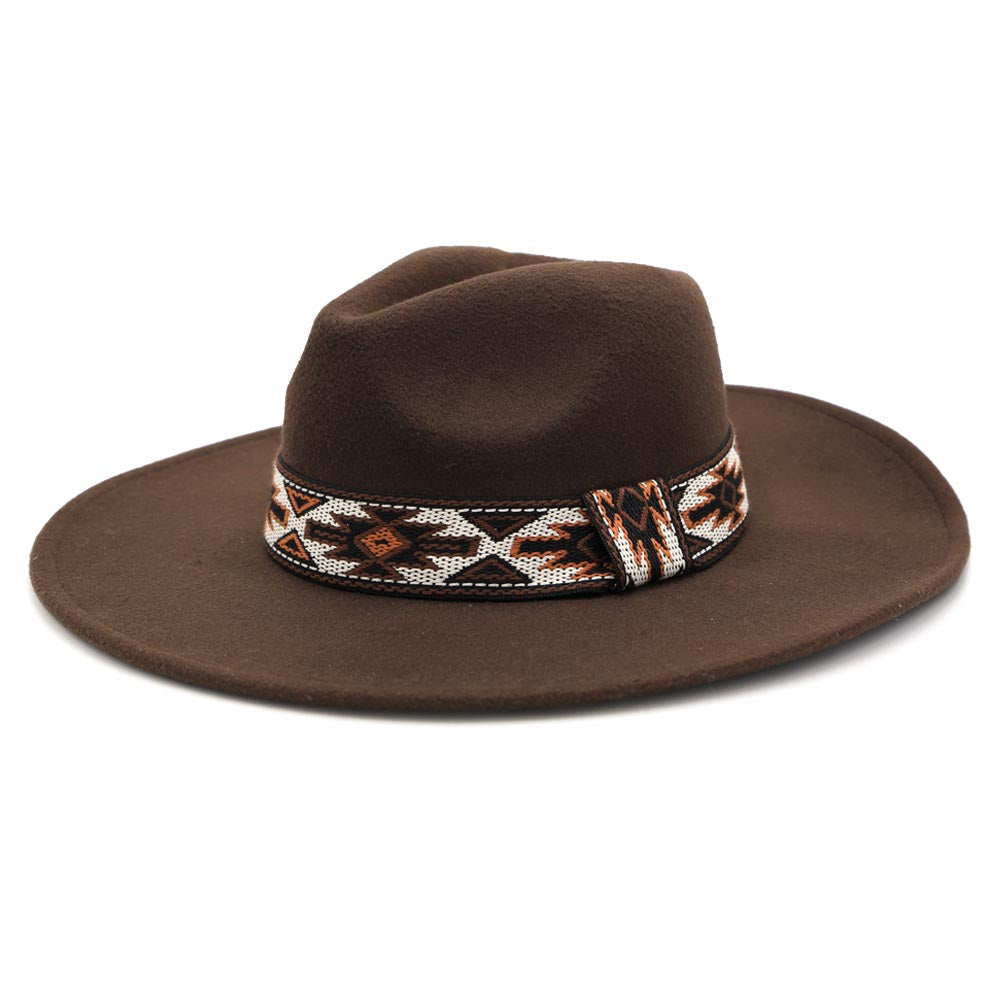 Brown Tribal Band Fedora Hat