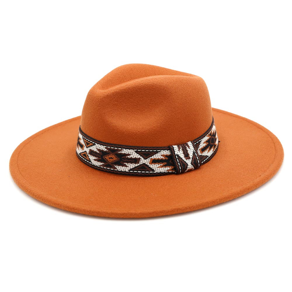 Rust Tribal Band Fedora Hat
