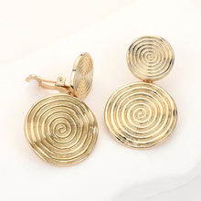 Load image into Gallery viewer, Textured Metal  Swirl Dangle Clip On Earrings
